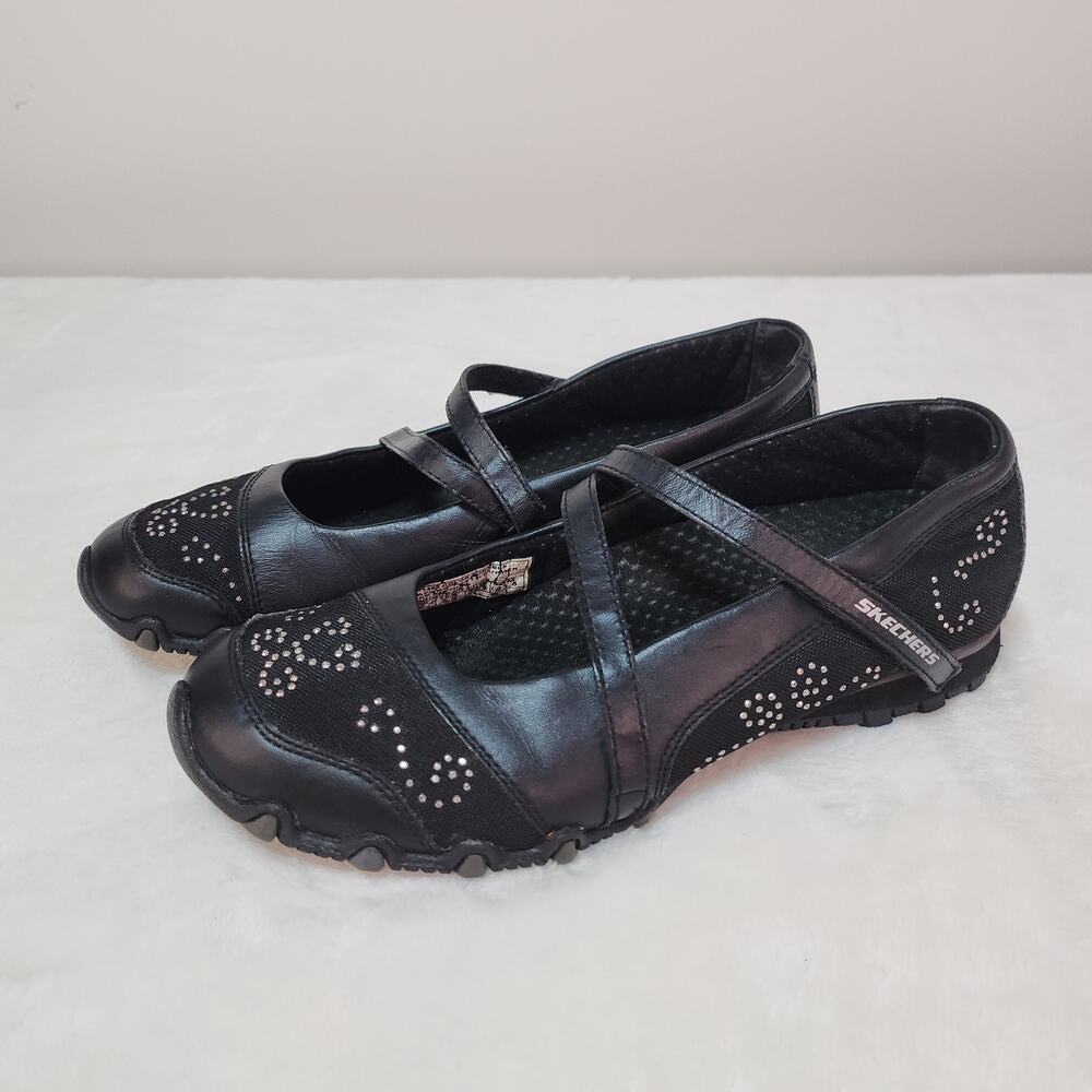 Vintage Y2k Skechers Whimsigoth Black Mary Jane Rhinestone Ballet Flats 6.5 Gorp